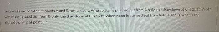 Solved Two wells are located at points A and B respectively. | Chegg.com