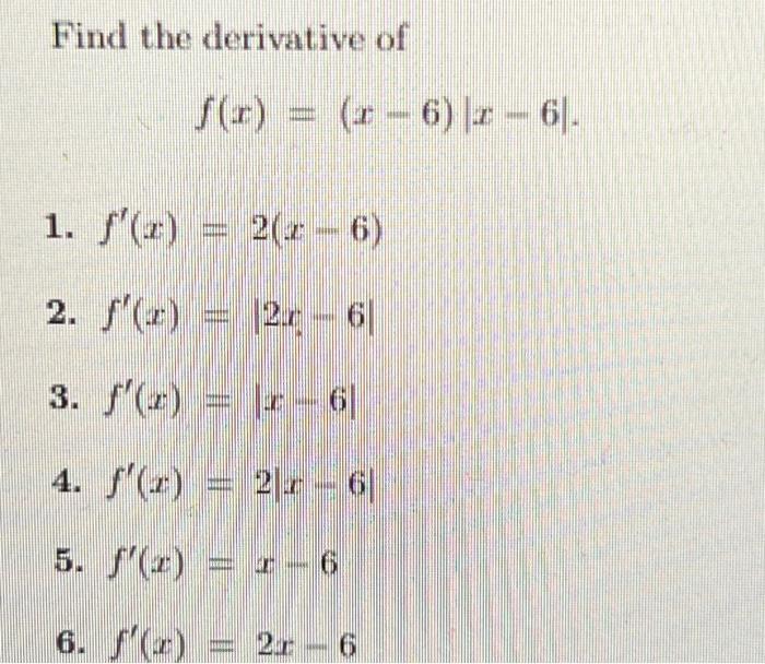 find the derivative of f x − 6 tan x x 2