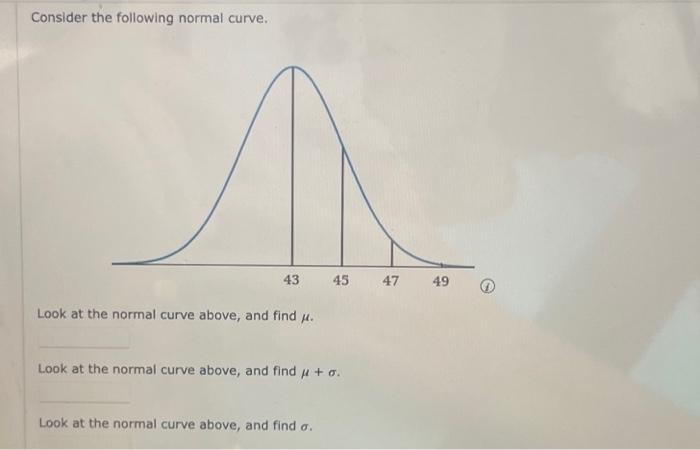 Solved Consider the following normal curve. 43 Look at the | Chegg.com