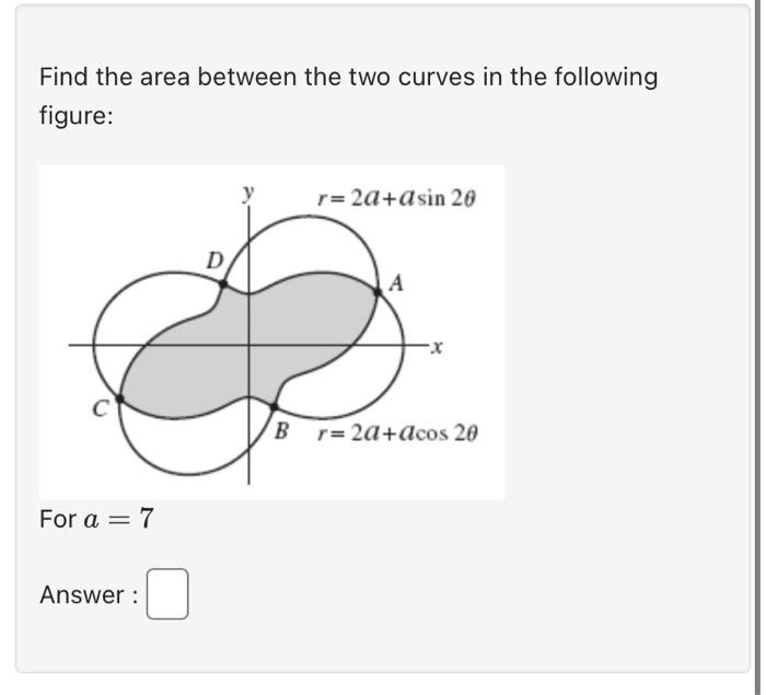 Solved Find the area between the two curves in the following | Chegg.com