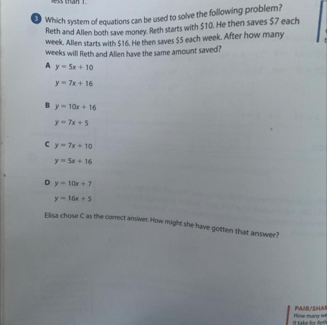 Solved 3 Which system of equations can be used to solve the | Chegg.com