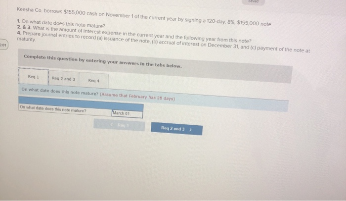 Solved Keesha Co. borrows $155,000 cash on November 1 of the | Chegg.com