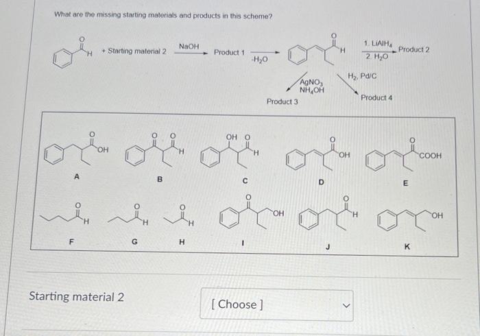 Solved What are the missing starting materials and products | Chegg.com
