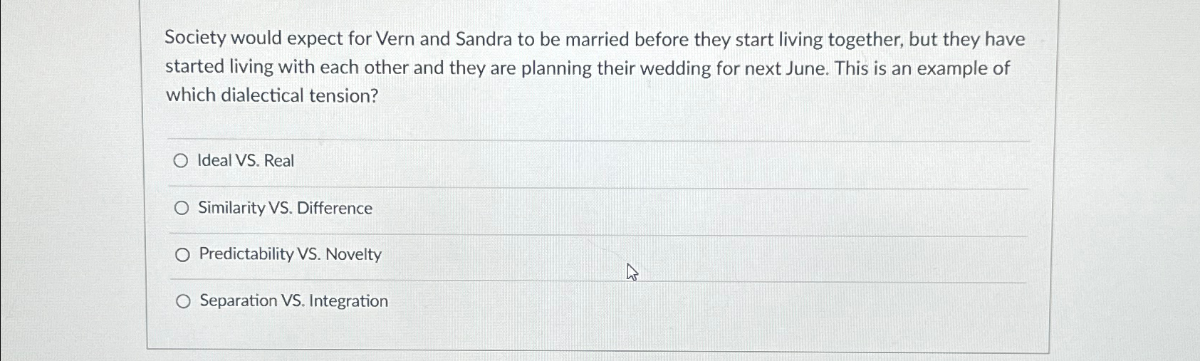 Solved Society would expect for Vern and Sandra to be