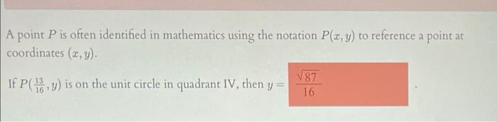 Solved A point P is often identified in mathematics using | Chegg.com