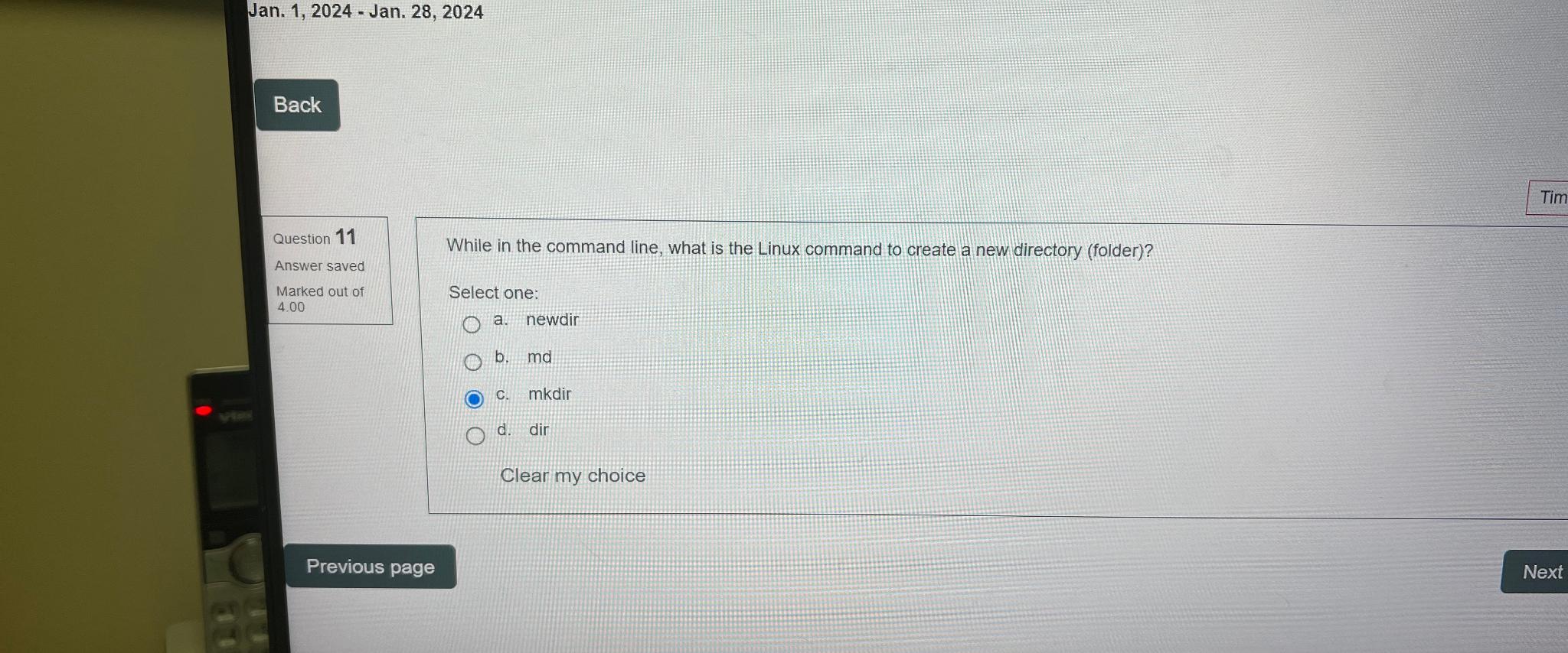 Solved Jan 1 2024 Jan 28 2024BackQuestion 11Answer Chegg Com   Image