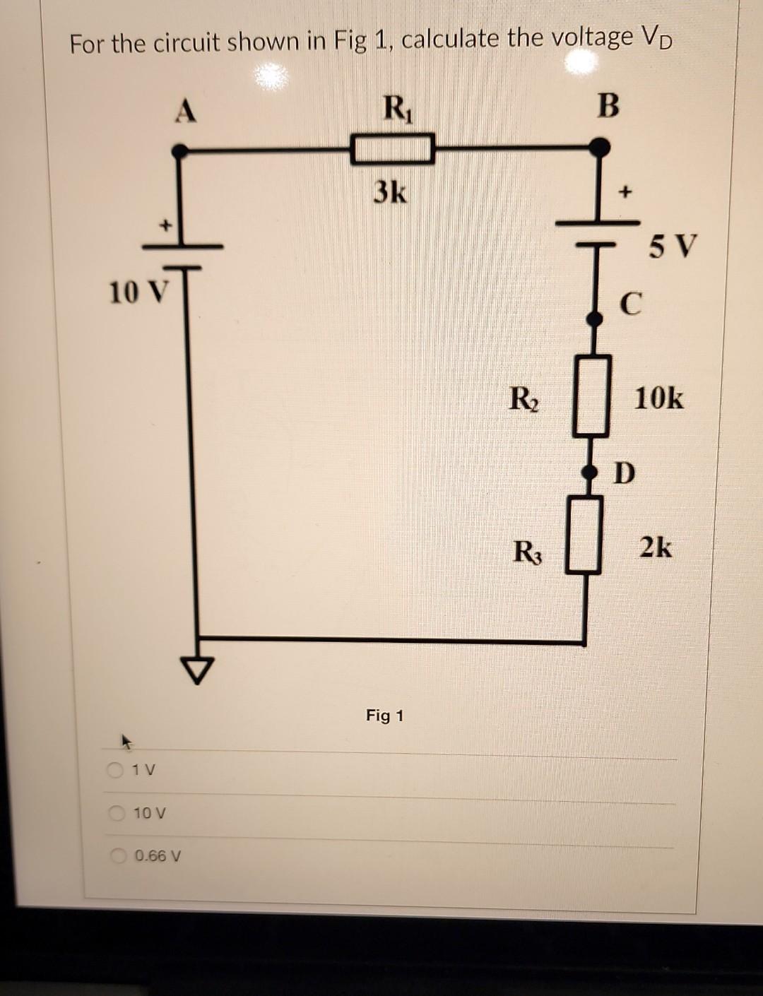 Solved For the circuit shown in Fig 1, calculate the voltage | Chegg.com