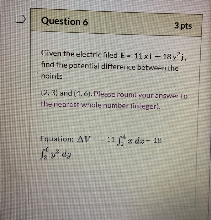 Solved Question 2 3 pts Find the electric potential energy, | Chegg.com