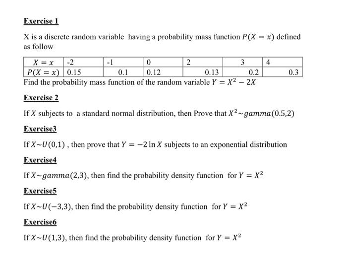 Solved Exercise 1 X is a discrete random variable having a | Chegg.com