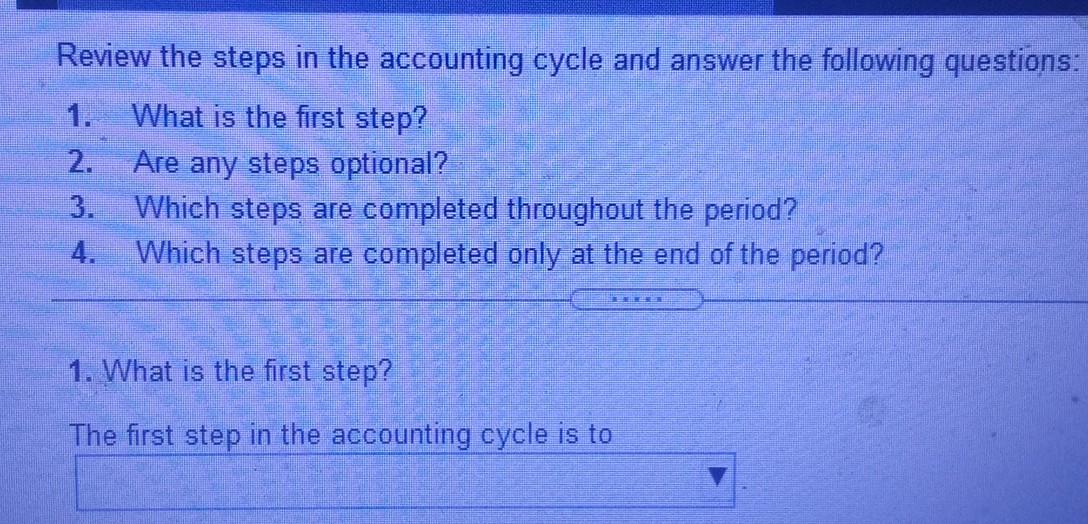 Solved Review the steps in the accounting cycle and answer | Chegg.com