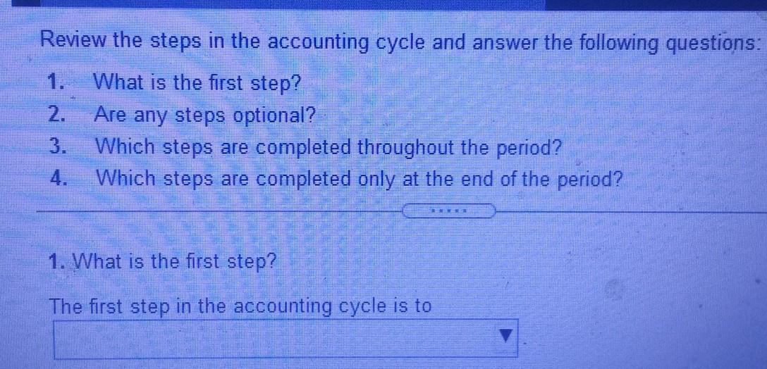 Solved Review The Steps In The Accounting Cycle And Answer | Chegg.com