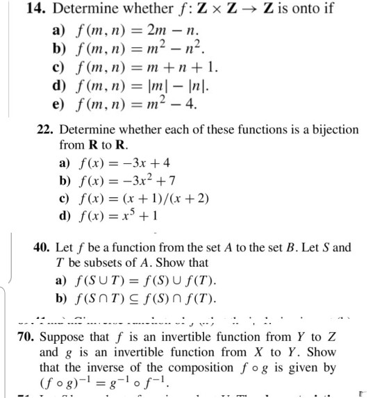 Solved 14 Determine Whether F Zx Z → Z Is Onto If A Fm 5616