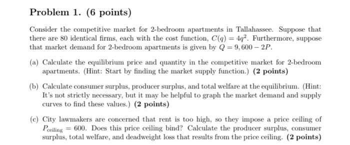 Problem 1 6 Points Consider The Competitive Market Chegg Com