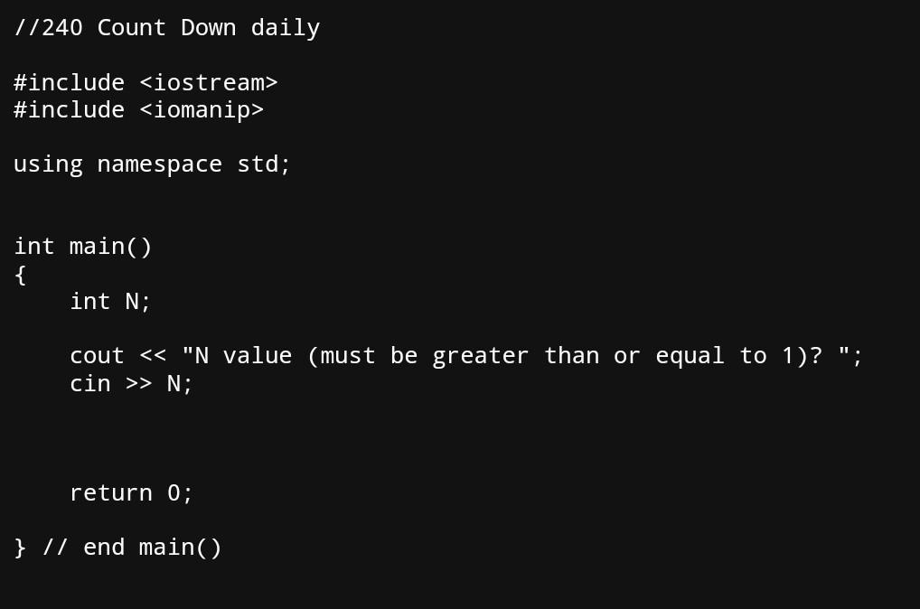 Solved Count Down Overview For this daily, write a program | Chegg.com