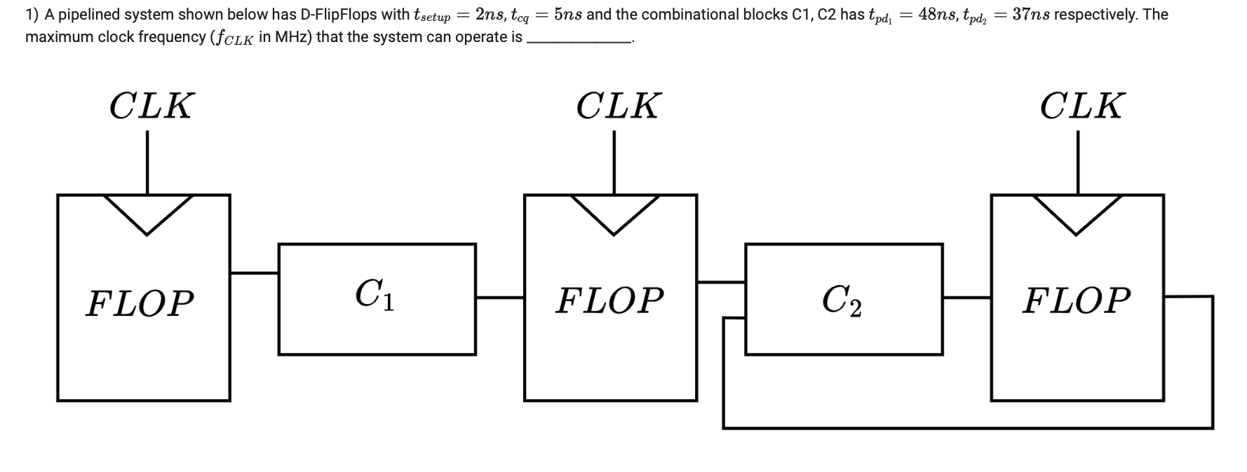 Solved A Pipelined System Shown Below Has D Flipflops With