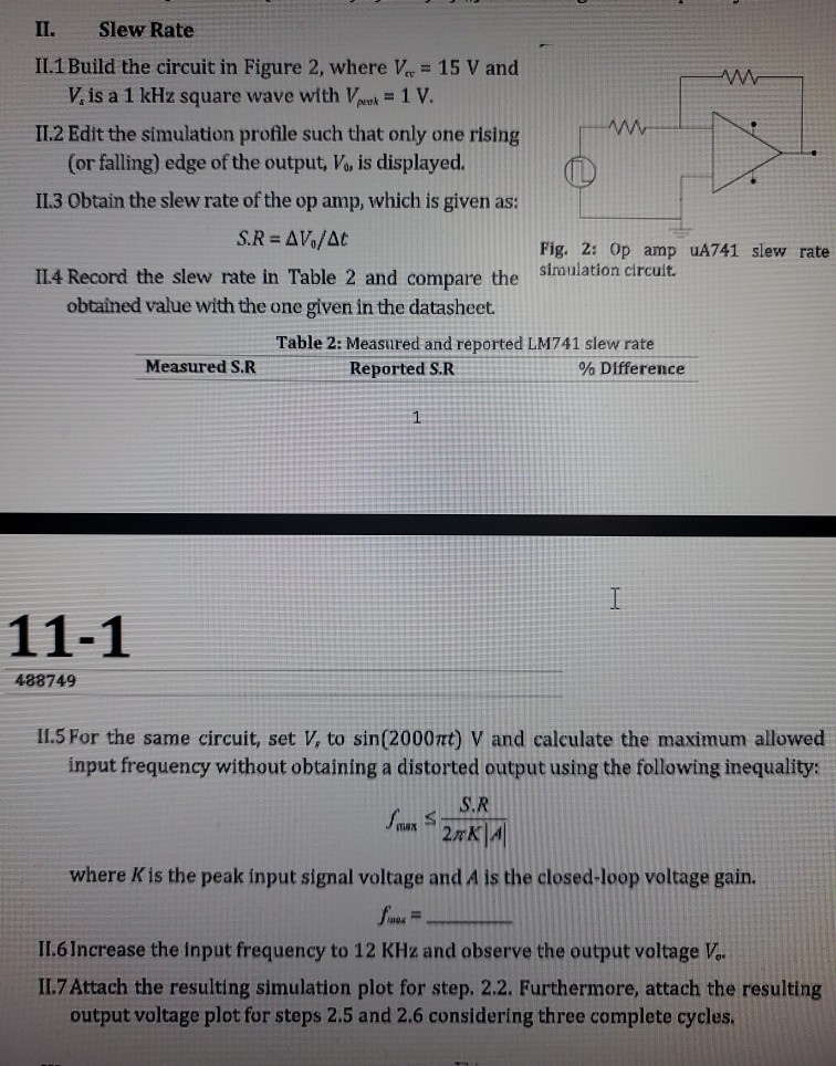 II1 Operational Amplifier Characteristics and