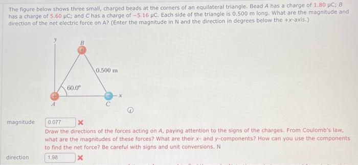 Solved The Figure Below Shows Three Small, Charged Beads At | Chegg.com