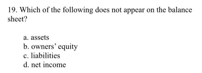 Which Account Does Not Appear On The Balance Sheet