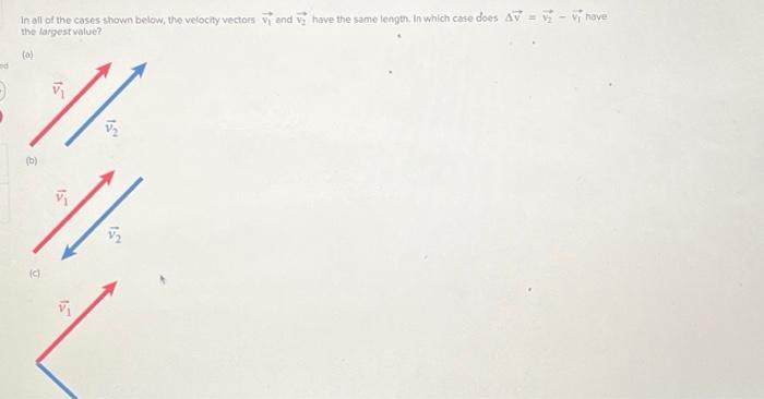Solved In oll of the cases shown below, the velocity vectors | Chegg.com