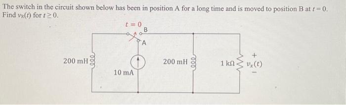 Solved The switch in the circuit shown below has been in | Chegg.com