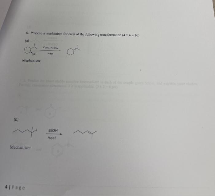 Solved 6. Propose a mechanism for each of the following | Chegg.com