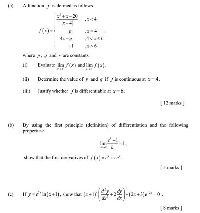 Solved (a) A function f is defined as follows | Chegg.com