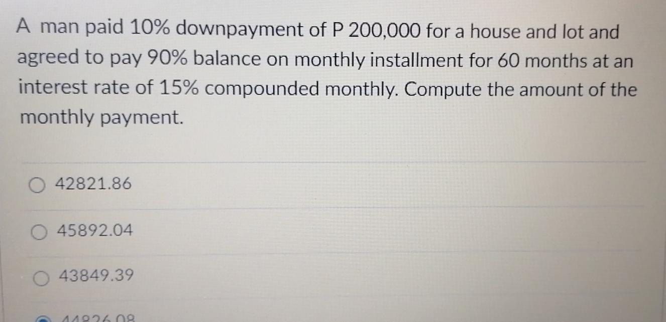 How much is sale 10 down payment