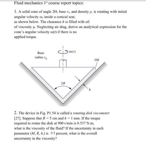 Solved Fluid Mechanics 1" Course Report Topics: 1. A Solid | Chegg.com