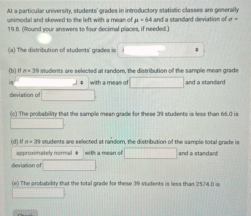 Solved At a particular university, students' grades in | Chegg.com