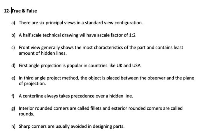 Solved a) There are six principal views in a standard view | Chegg.com