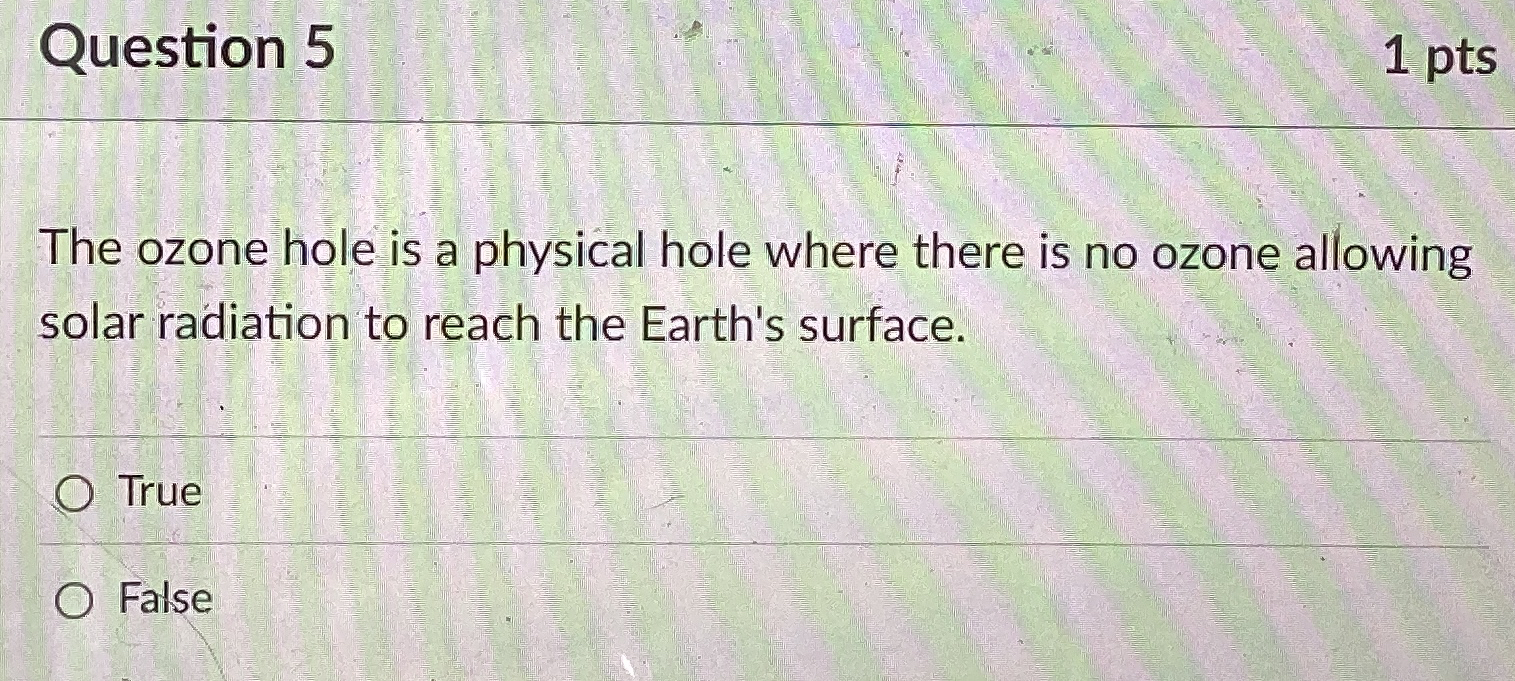 Solved Question 51 ﻿ptsThe ozone hole is a physical hole