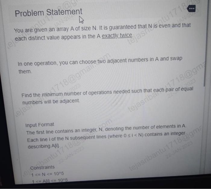 Solved Problem Statement You are given an array A of size N. | Chegg.com