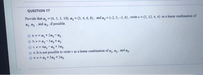 Solved Question 17 Provide That Uy 4 5 3 10 Uz 3 Chegg Com