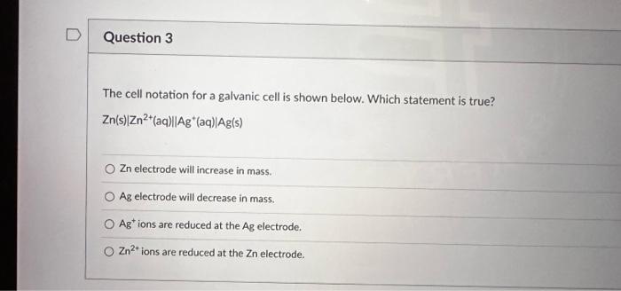 Solved The cell notation for a galvanic cell is shown below. | Chegg.com