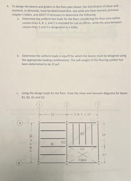 Solved 6. To design the beams and girders in the floor plan | Chegg.com