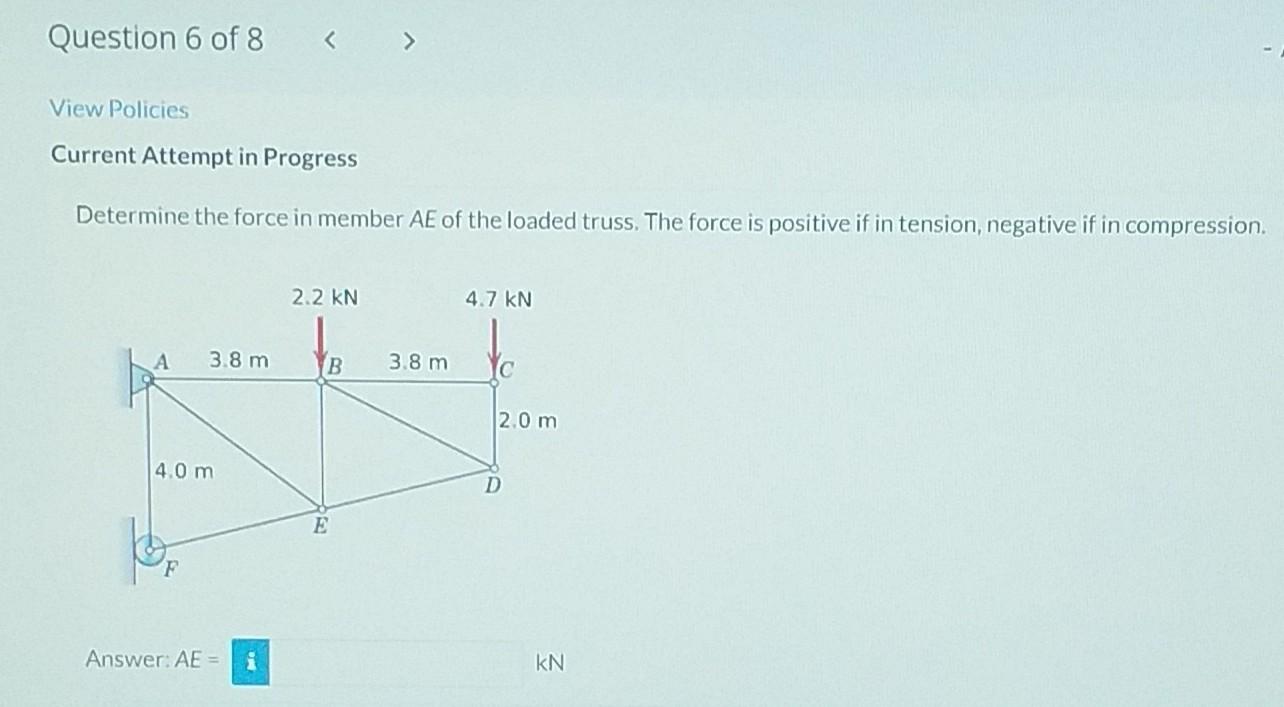 Solved Question 6 of 8 View Policies Current Attempt in | Chegg.com