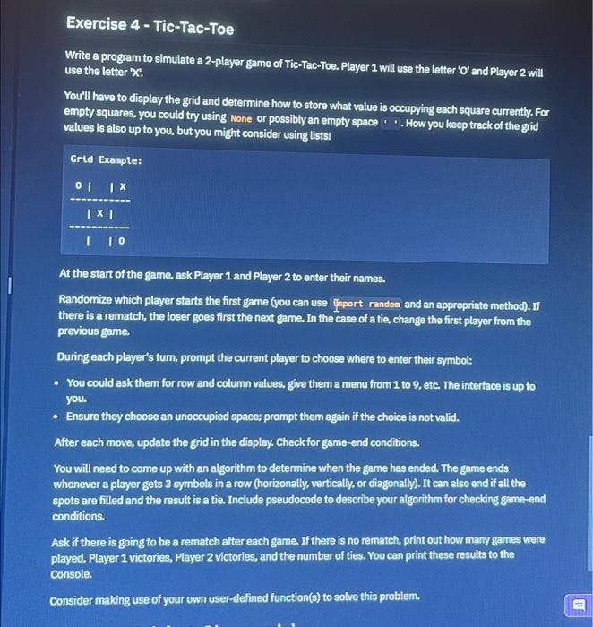 Solved At the start of the game, ask Player 1 and Player 2 | Chegg.com