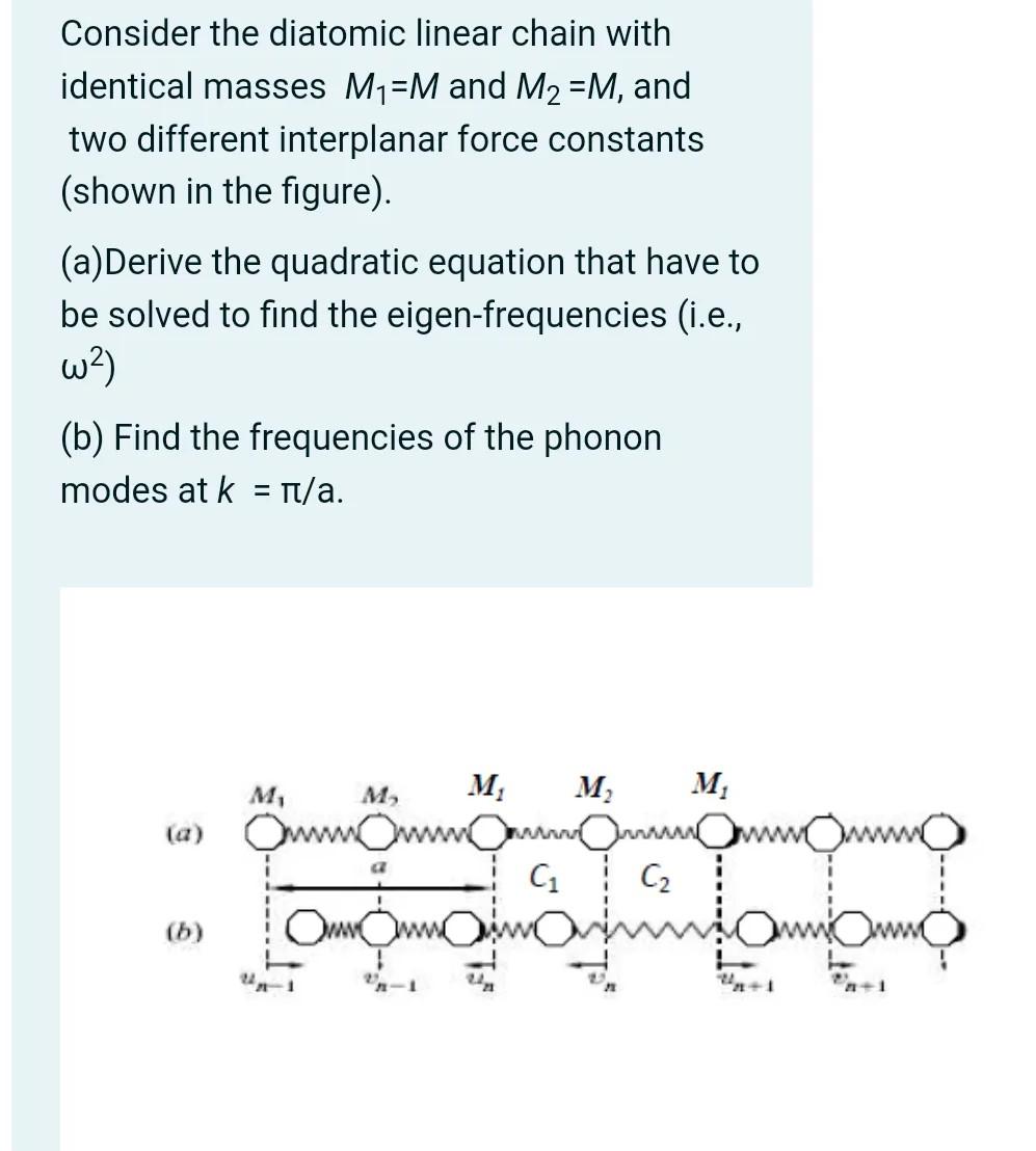Solved Consider the diatomic linear chain with identical | Chegg.com