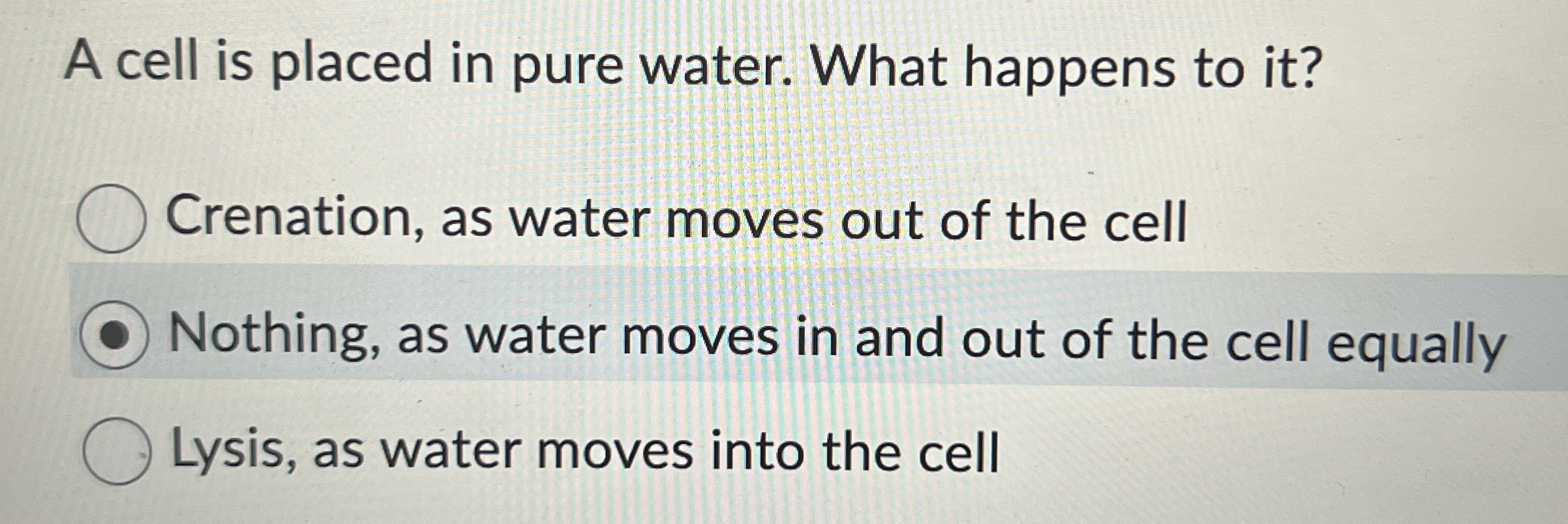 Solved A cell is placed in pure water. What happens to | Chegg.com