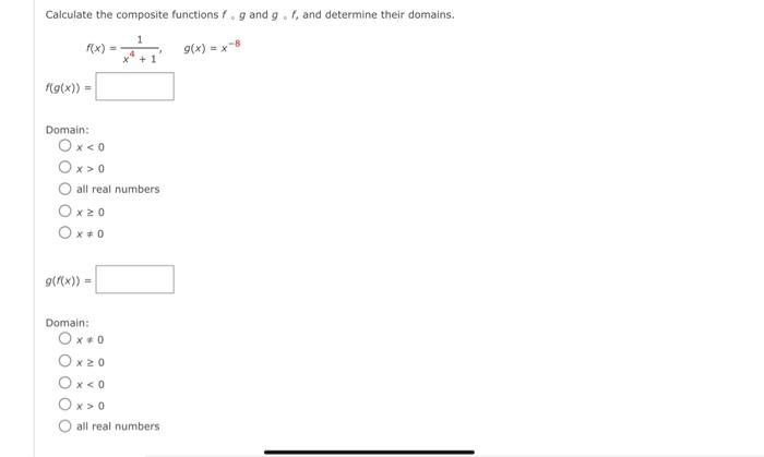 Solved Calculate The Composite Functions F G And G F And