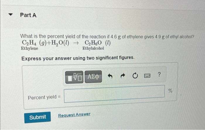 Solved Ethyl alcohol is prepared industrially by the Chegg