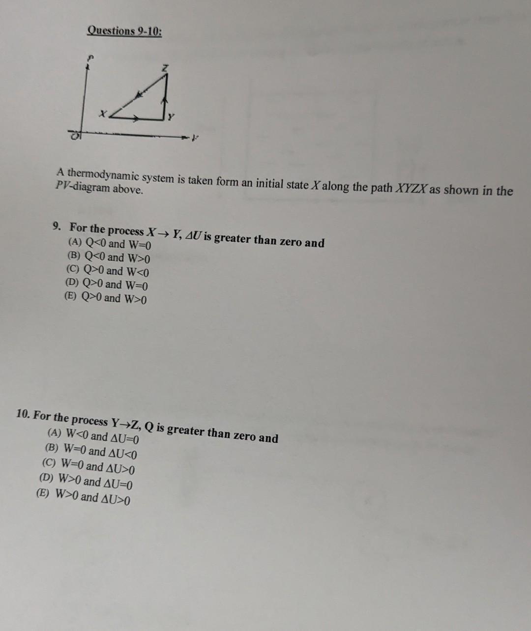 Solved Questions 9-10: A thermodynamic system is taken form | Chegg.com