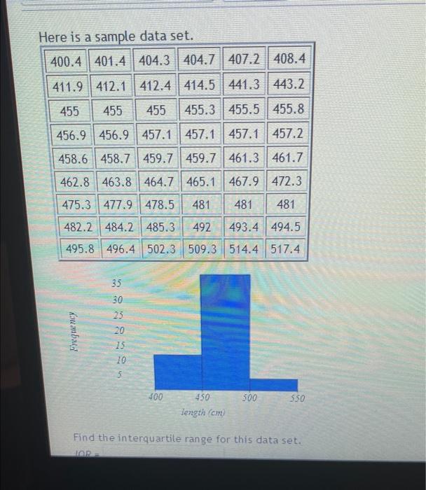 Solved Hora is a samnle data set. Find the interquartile | Chegg.com