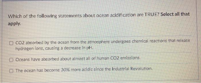 Solved Which of the following statements about ocean | Chegg.com
