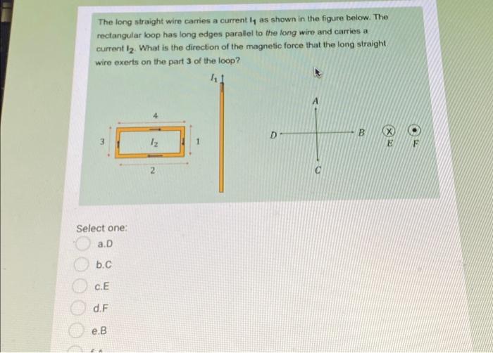 Solved The long straight wire carries a current 1₁ as shown | Chegg.com