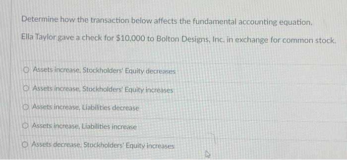 Solved Determine how the transaction below affects the | Chegg.com