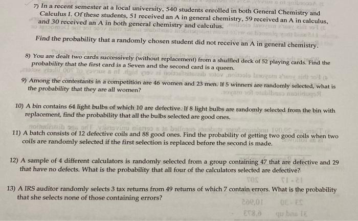 Solved 7) In a recent semester at a local university, 540 | Chegg.com