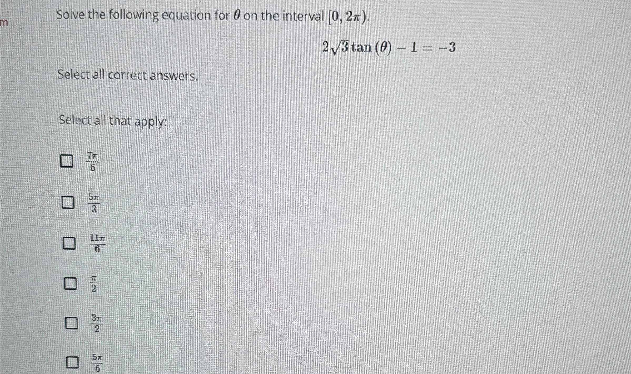 Solved Solve the following equation for θ ﻿on the interval | Chegg.com
