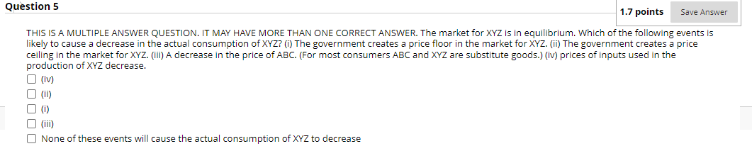 Solved Question 5 1.7 points Save Answer THIS IS A MULTIPLE | Chegg.com