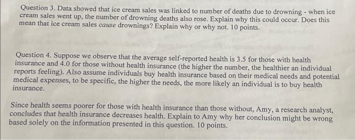 Solved Question 3. Data showed that ice cream sales was | Chegg.com